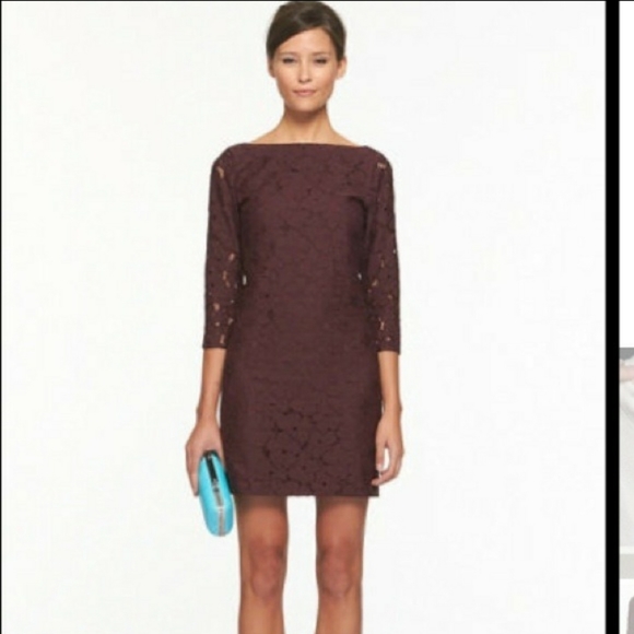 DVF Sarita flower lace dress maroon burgundy - Picture 3 of 12